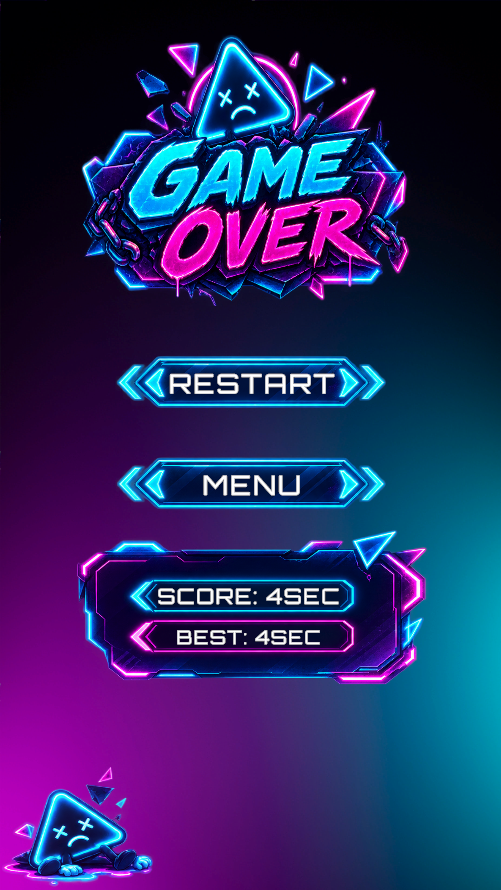 Slide to Survive game over screen